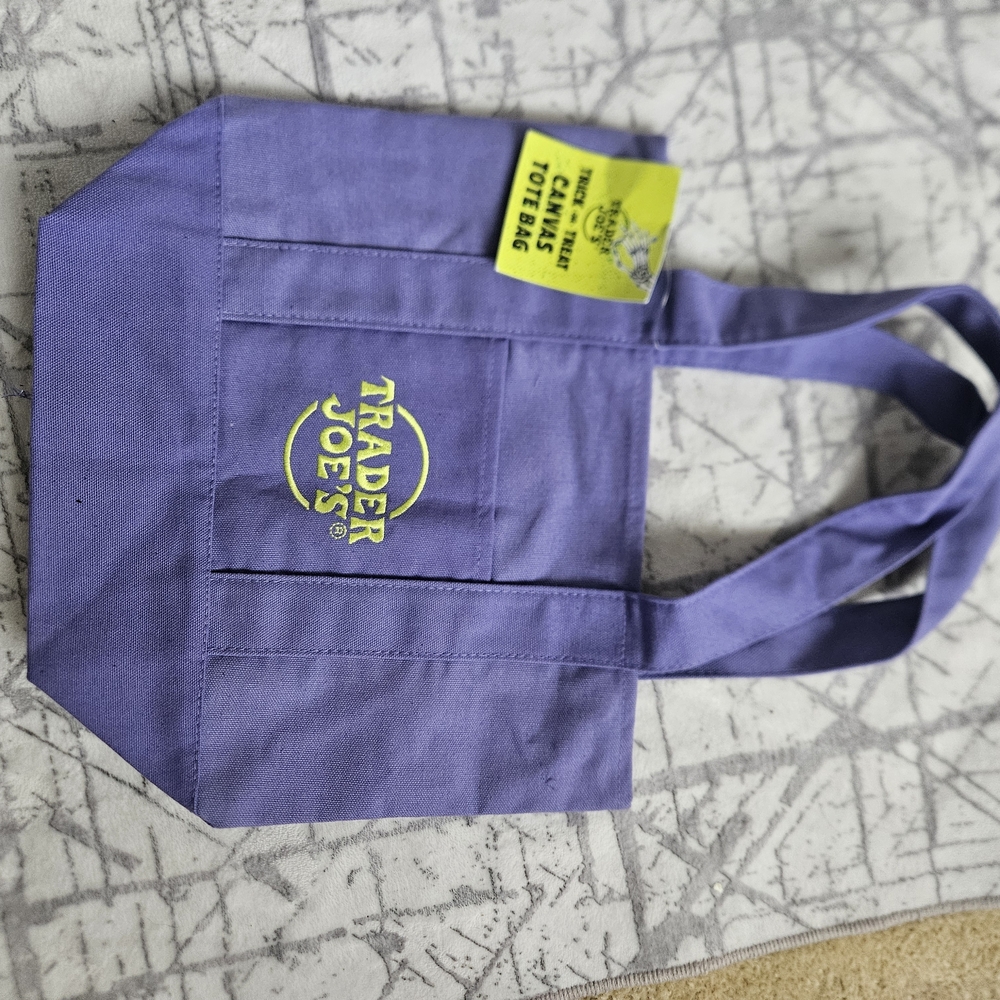 Trader Joes Mini Purple Canvas Tote Bag